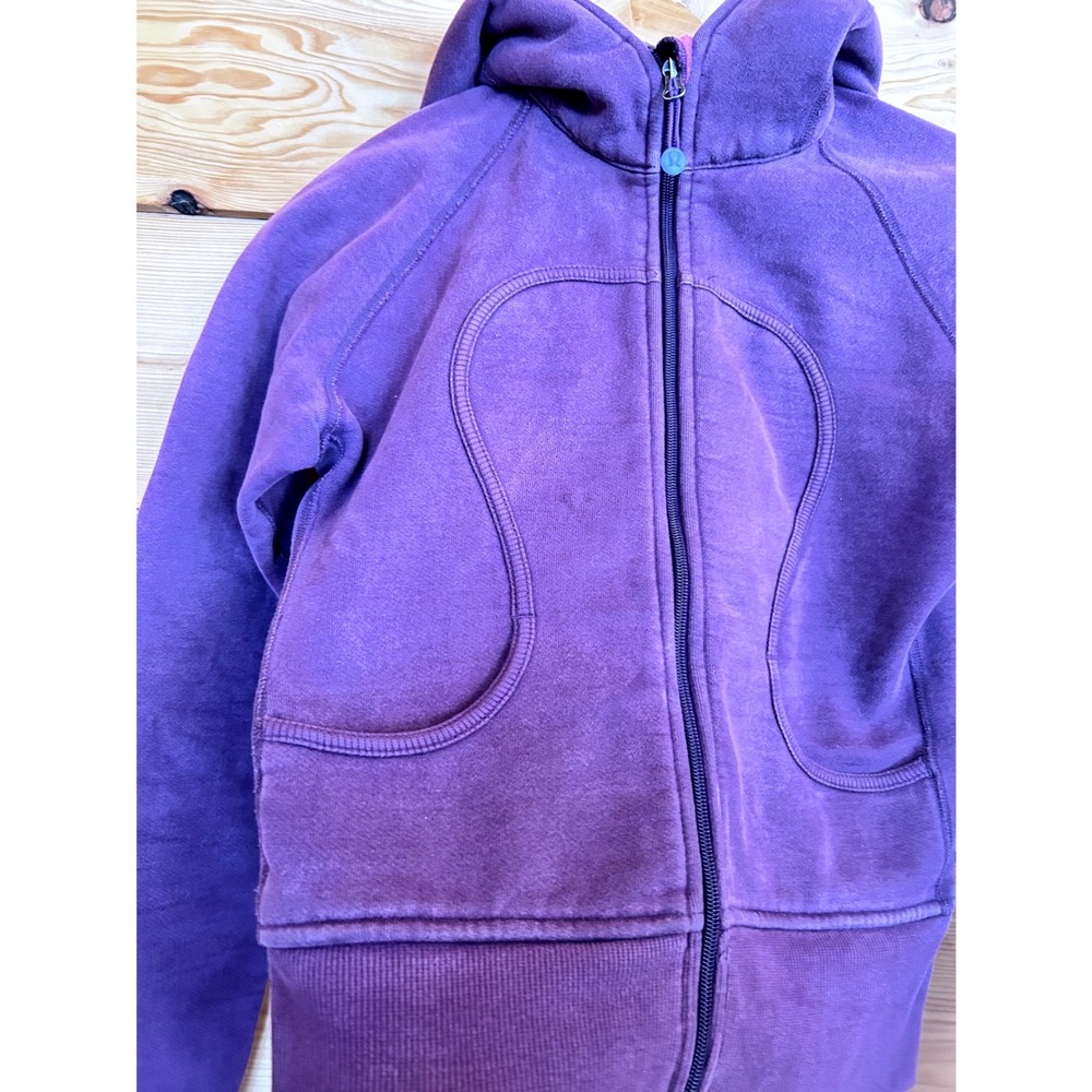Scuba Hoodie Full Zip Women Small Purple Cotton Fleece Sweatshirt Lululemon - Picture 5 of 8